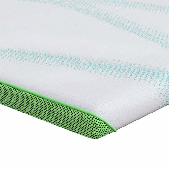 Cubrecolchón de espuma - vidaXL - 140x200x6 cm - Blanco y verde - Tejido jacquard - Espuma de poliuretano - Soporte perimetral