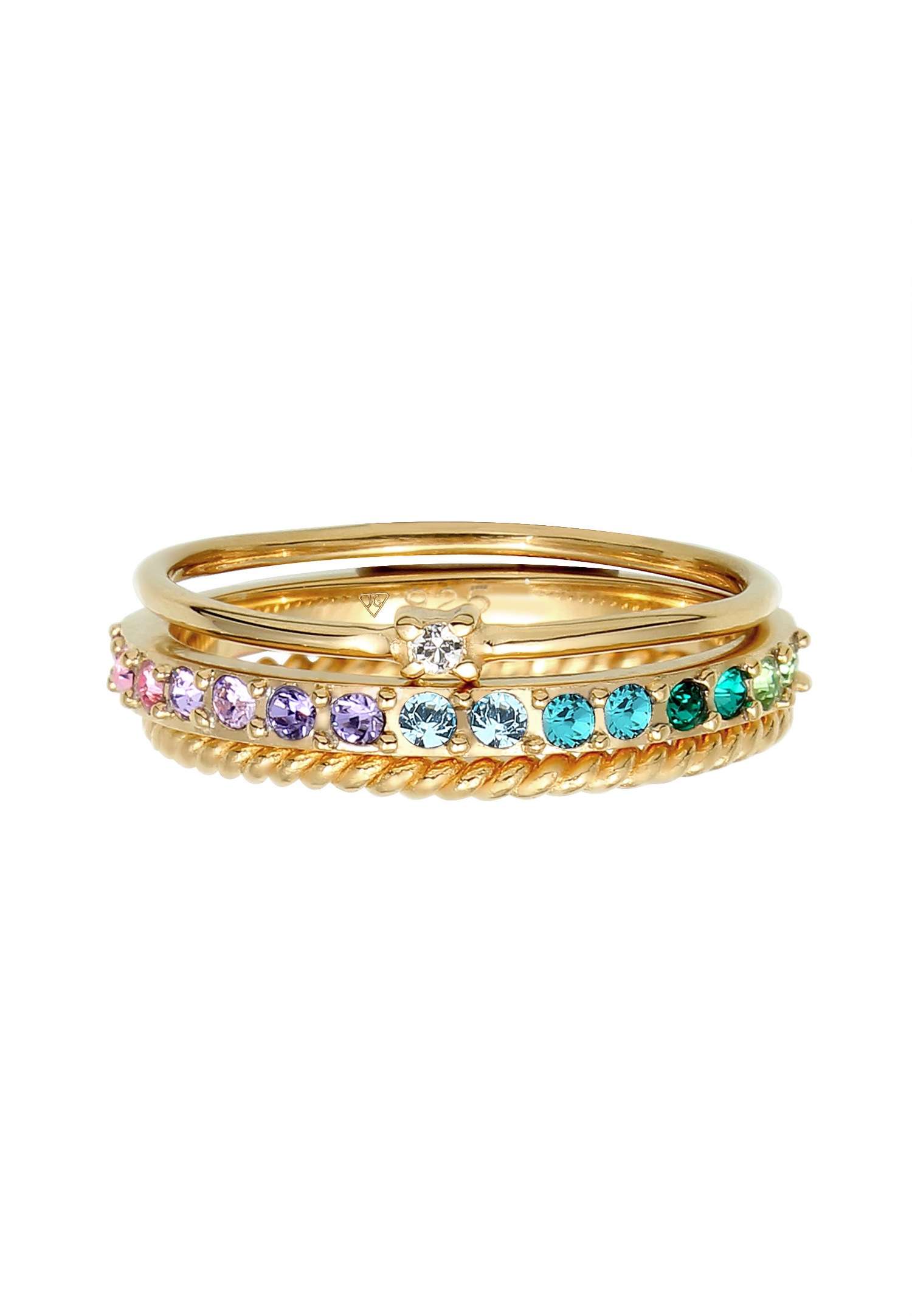 Elli Femmes Set Multi-Color étincelant avec cristaux Multicolore en argent sterling 925 plaqué or