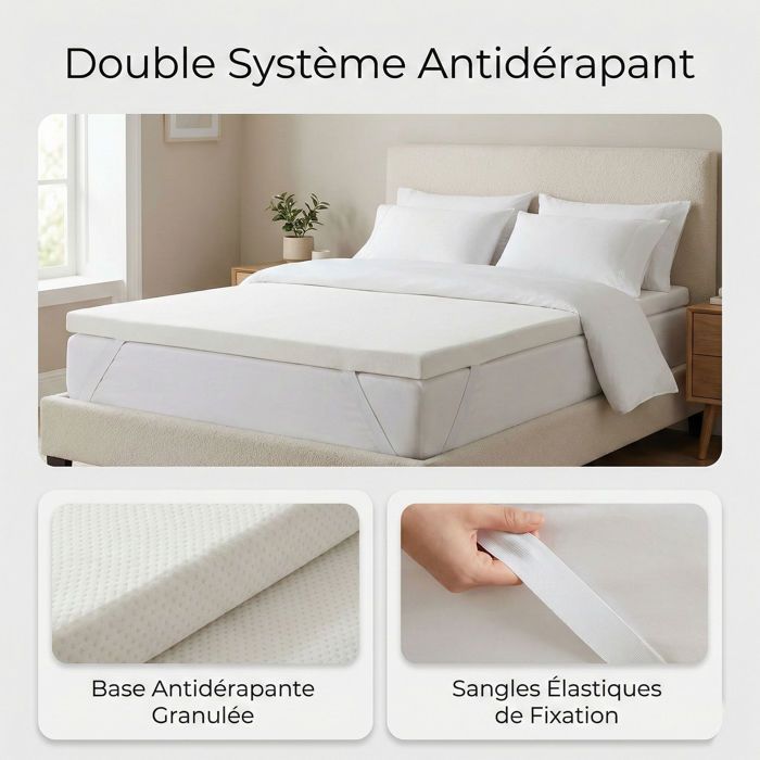 Cubrecolchón de espuma viscoelástica de 180x200 cm - 7 cm de grosor - Comodidad ergonómica, soporte para la espalda, funda transpirable, tacto suave.
