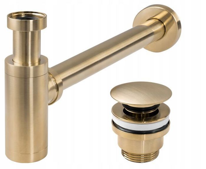 Siphon De Lavabo Rea Klik-Klak Siphon D'Evier Or Brossé 33,5 X 5 X 21 Cm
