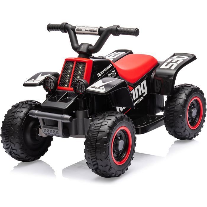 Quad eléctrico de 6 V para niños, coche eléctrico infantil con luces LED y música, 1,8 km/h con claxon, ATV para niños de 3 años en adelante, rojo.