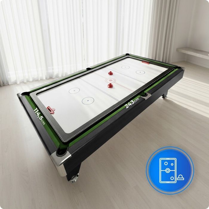 THUNDER® Multifunctional Pool Table | BOLD-BLACK-9FT | Tabletop | Ping-Pong | Air Hockey | Set | Home | Brown |