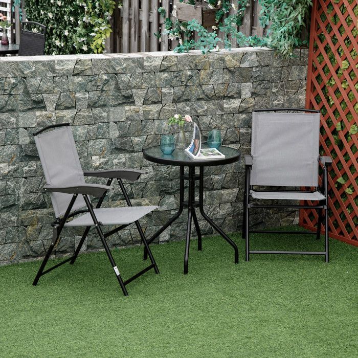 Outsunny metalen tuintafel 60 x 60 x 70 cm zwart