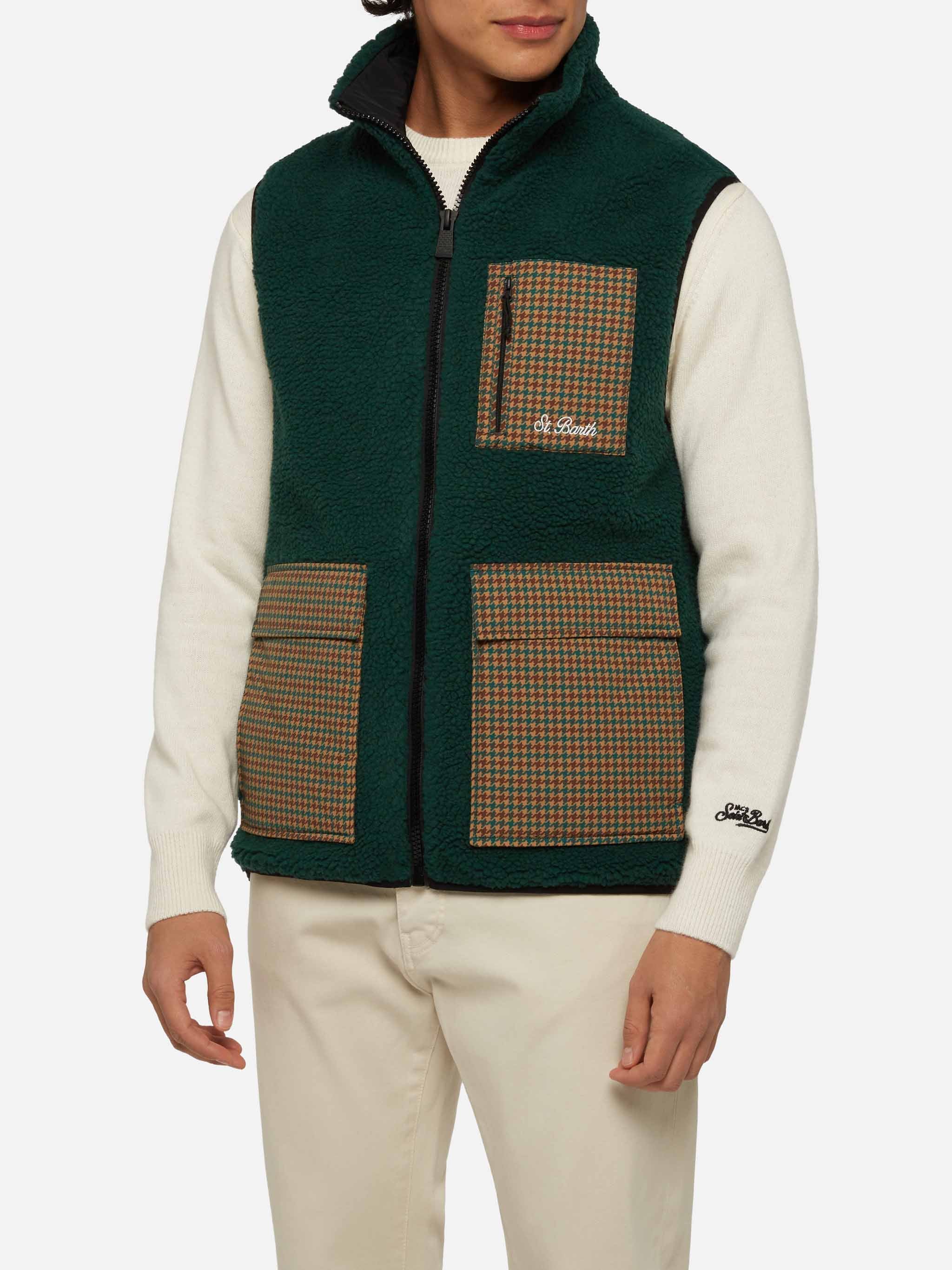Gilet en peluche à motif pied-de-poule pour homme Wanaka