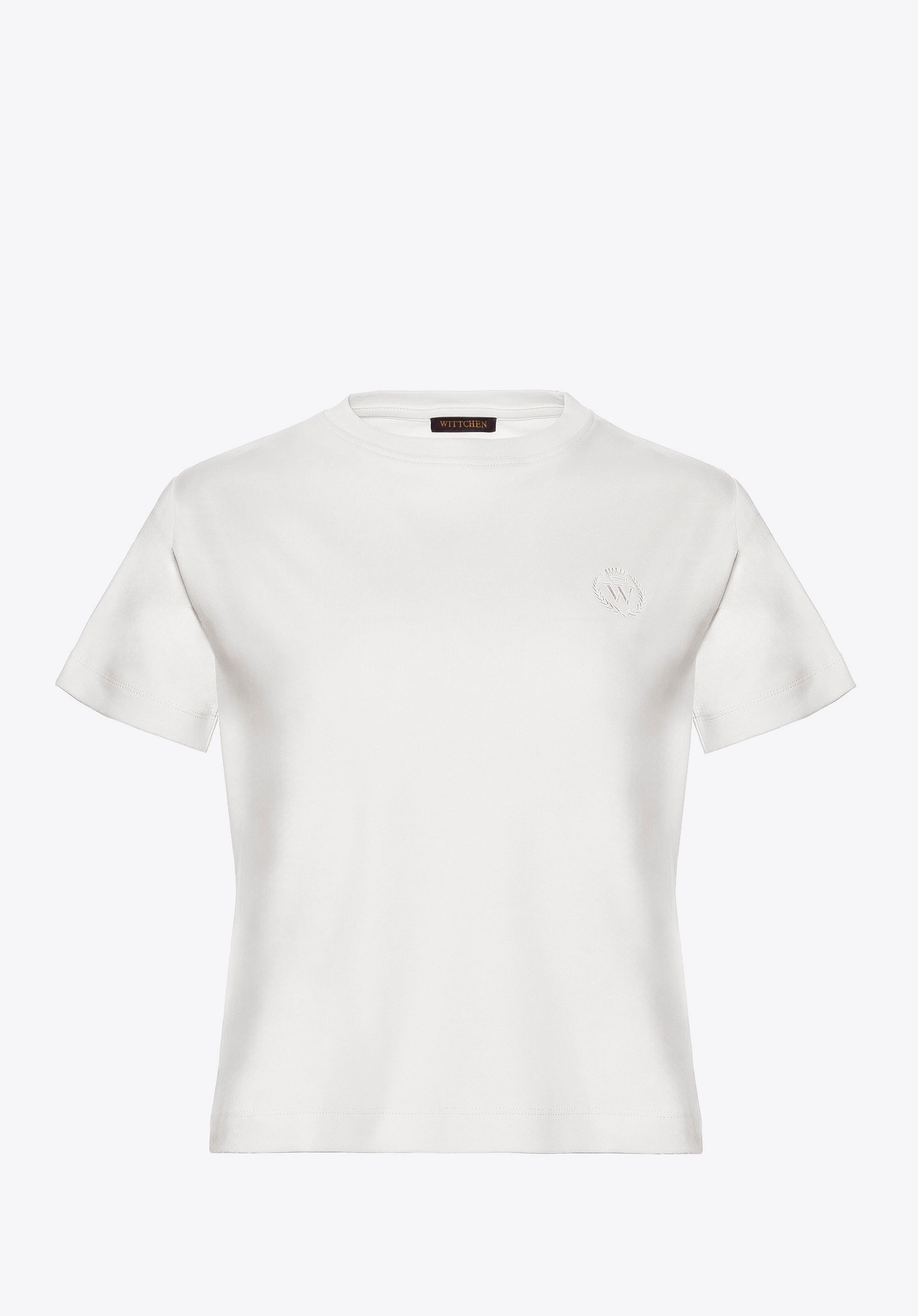 T-shirt damski z bawełny złamana biel