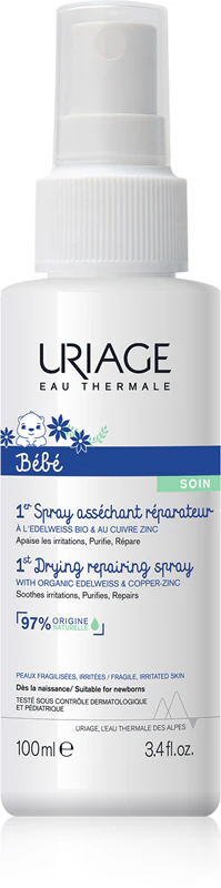 Uriage Bébé 1st Cu-Zn+ spray reparador secante para irritações