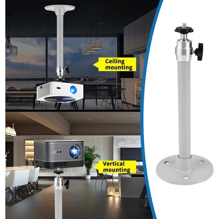 Supporto a soffitto ZOKKO per videoproiettore - Rotazione a 90° e 360° - Distanza dal soffitto al proiettore: 21,5 cm