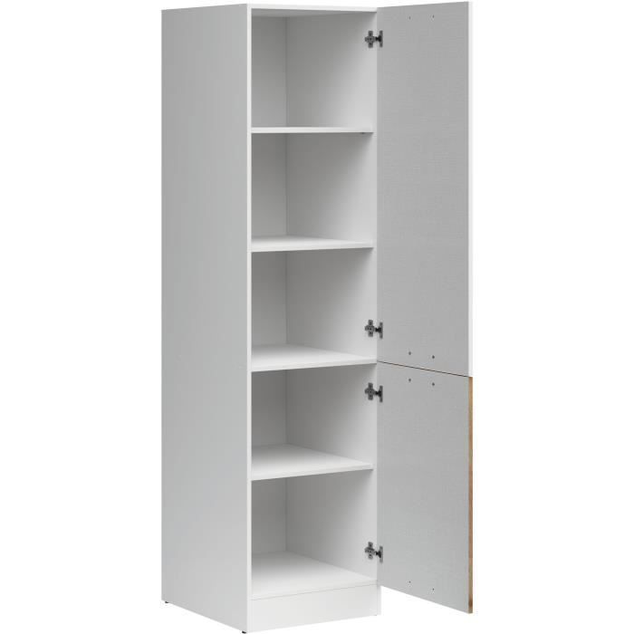 JUNONA Keukenkolom met 2 rechtsdraaiende deuren - B 50 x H 196 x D 46 cm - Glanzend wit