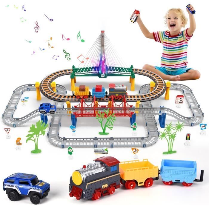 Set di trenino elettrico MARSEE da 140 pezzi con binari - Giocattolo educativo per bambini