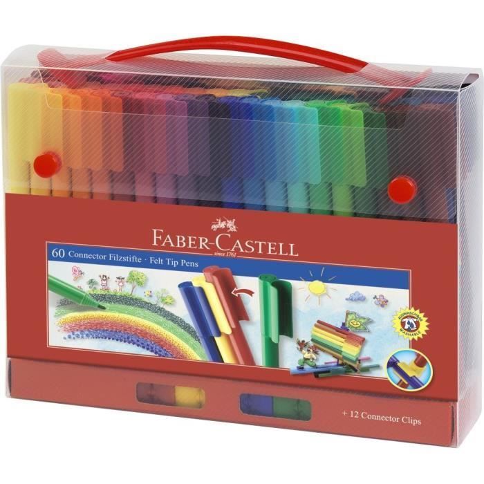 FABER-CASTELL Connector 60-delige viltstiftenset - diverse kleuren