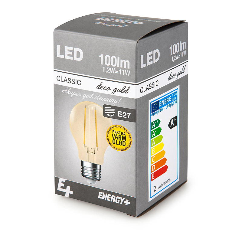 Energisparlampa LED 100 lm Deco guld klar E27 A60 E