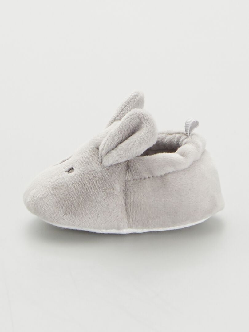 Pantufas de veludo para bebê - cinza