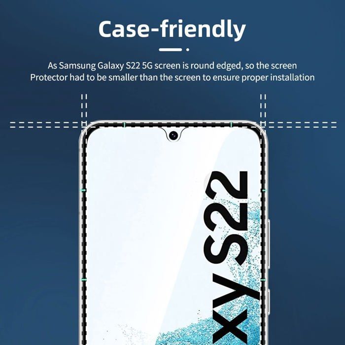 Lot de 3, Verre Trempé pour Samsung Galaxy S22 5G, Film Protection écran -sans Bulles d'air