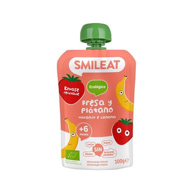 Smileat Jordgubbs- och Banandryckpåse 6M Fruktpurépåse 100g 100g