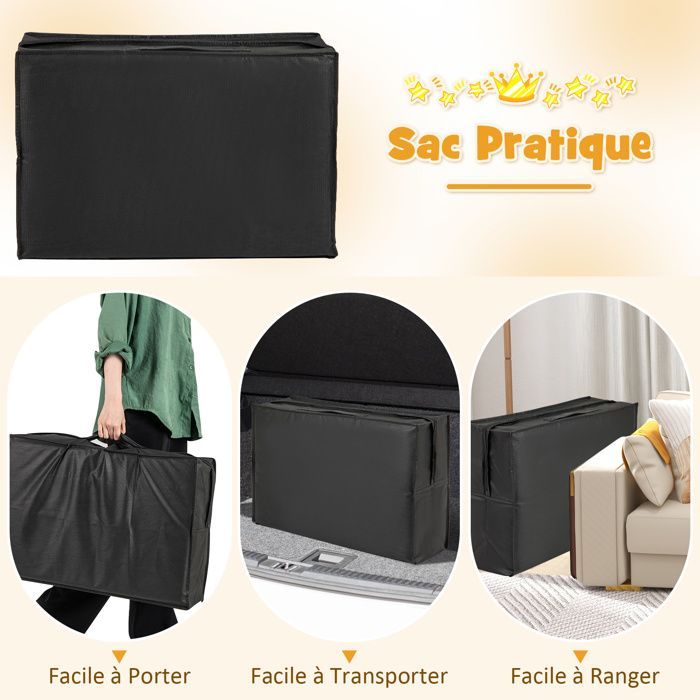 Colchoneta plegable de 3 piezas COSTWAY para niños, alfombra que brilla en la oscuridad con bolsa de almacenamiento y funda extraíble.