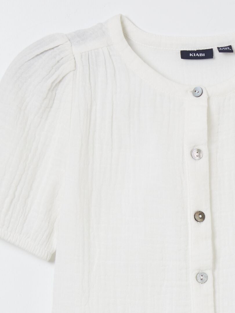 Blouse van katoenen gaas - WIT