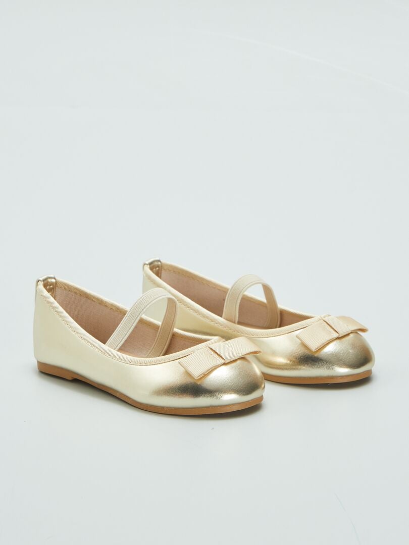 Bailarinas doradas con tacones pequeños - BEIGE