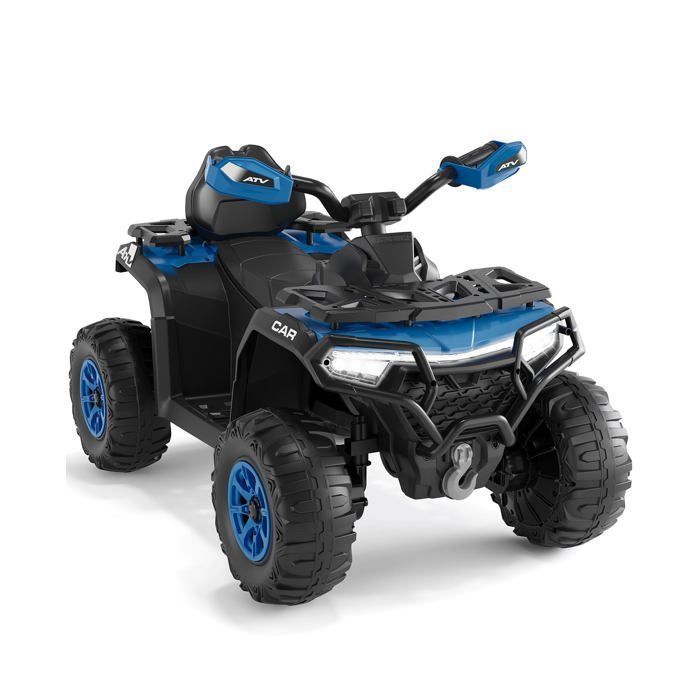 Quad de 12 V - 2 motores de 35 W, control remoto parental, luces LED, música, Bluetooth, USB, bandera luminosa, a partir de 3 años - Azul oscuro