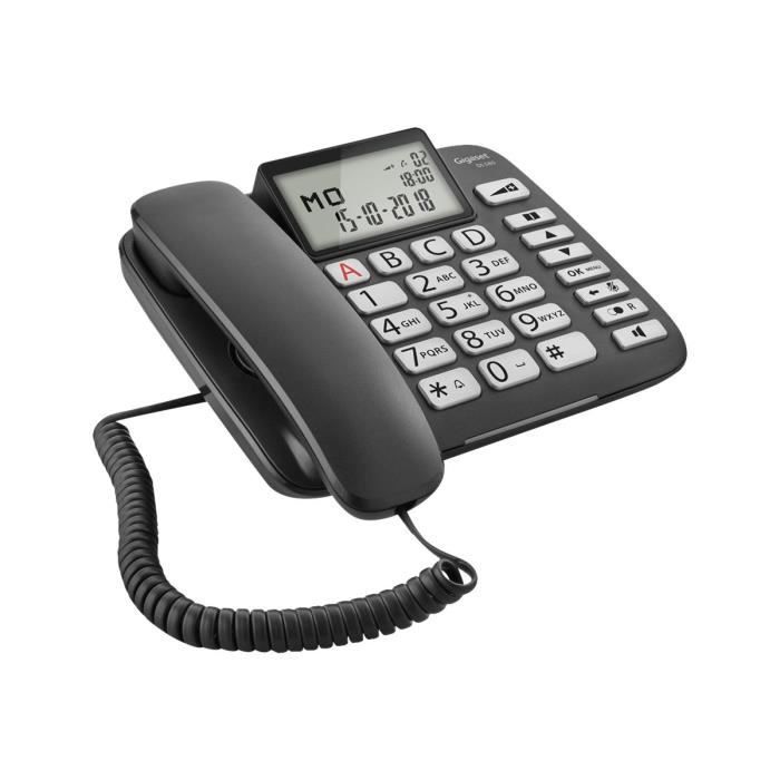 Teléfono fijo Gigaset DL580 con identificador de llamadas, negro - Manos libres y reloj integrado