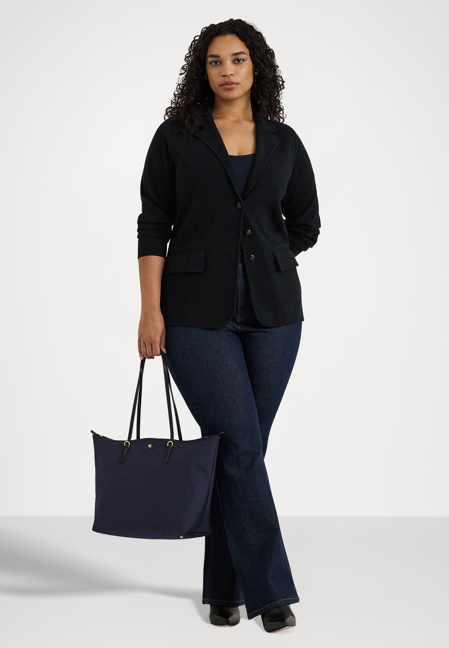 Lauren Ralph Lauren NYLON LARGE KEATON TOTE BAG - Tote bag - verfijnd marineblauw