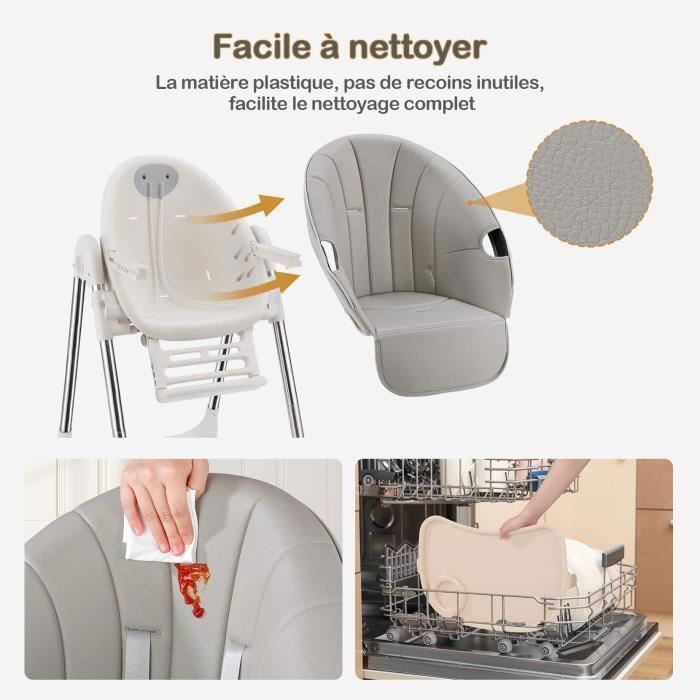 Trona plegable convertible para bebé - Altura ajustable - Bandeja extraíble - 4 ruedas giratorias - Asiento cómodo