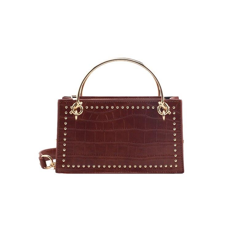 Sac à main tendance pour femme, motif crocodile, en PU de haute qualité, avec rivets décoratifs, anse en métal, petit sac bandoulière, livraison gratuite