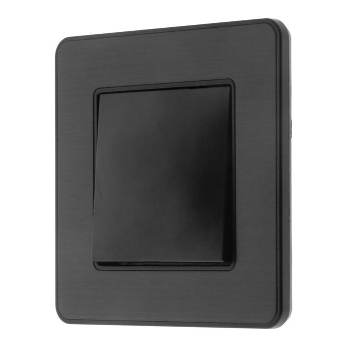 Interruptor simple de dos vías de 10 A completo - metal negro cepillado - Kouro - Zenitech
