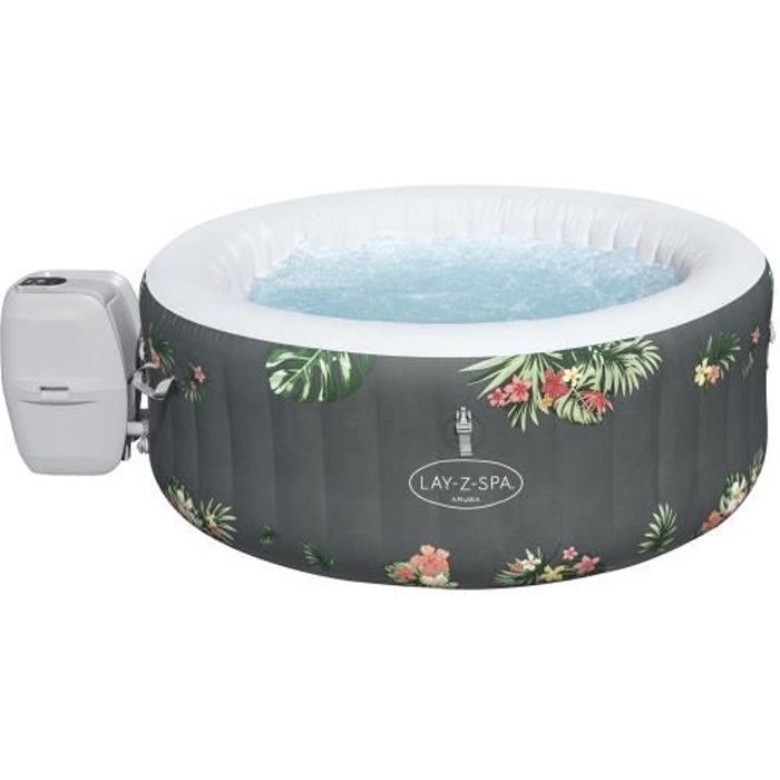 Spa gonflable BESTWAY - Lay-Z-Spa Aruba - 170 x 66 cm - 2 à 3 places - Rond (Inclus : couverture, cartouche et diffuseur)