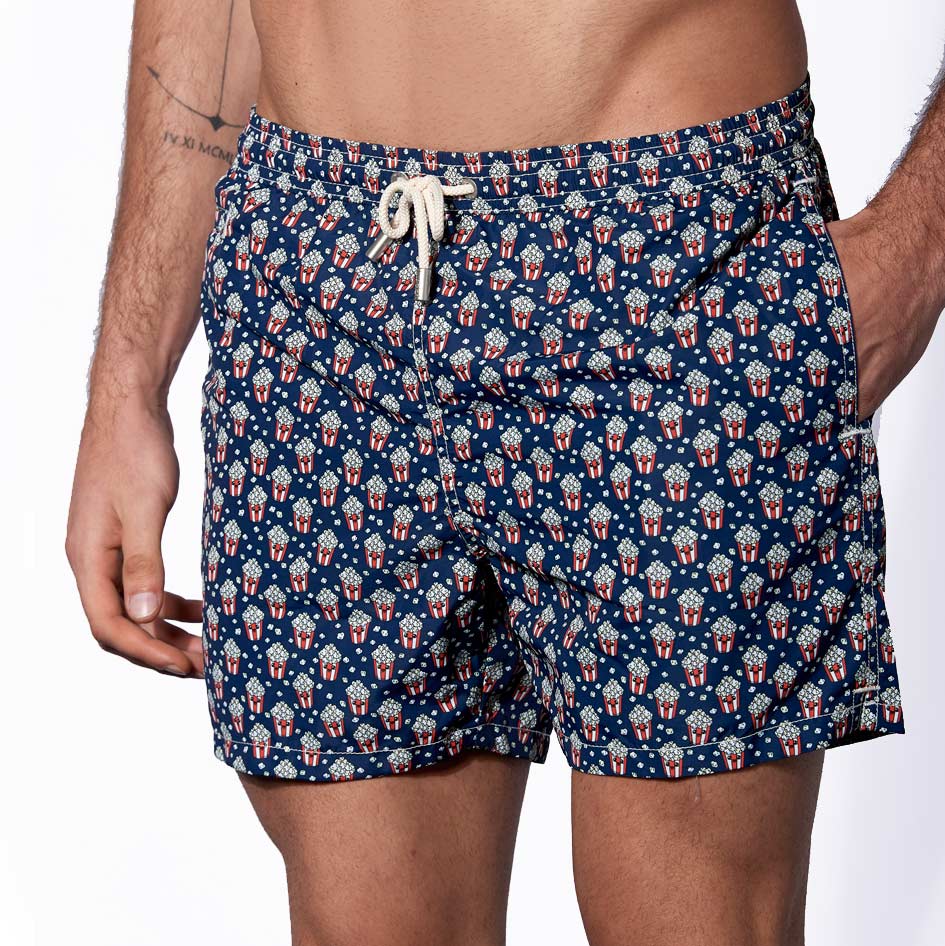 Leichte Badehose für Herren mit Popcorn-Print