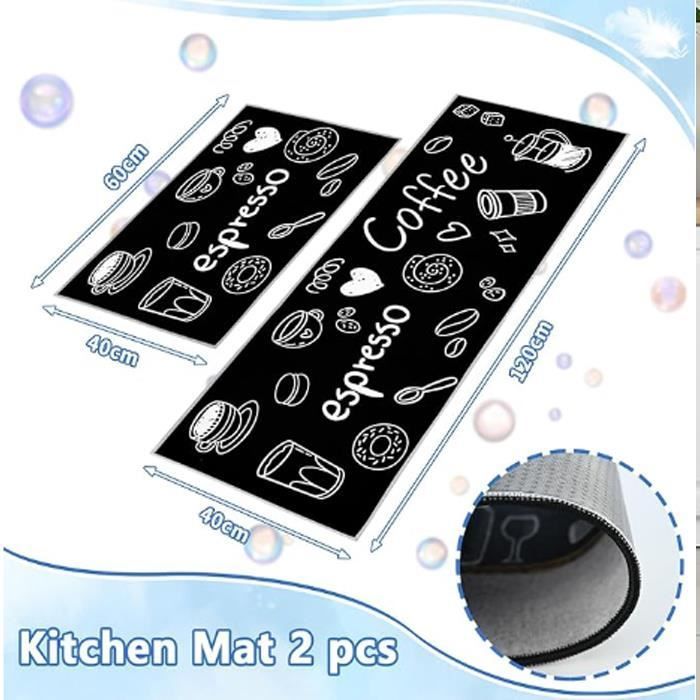 Alfombrillas de cocina - FOLAYA - Juego de 2 - Antideslizantes - Absorbentes de agua y aceite - Resistentes al polvo