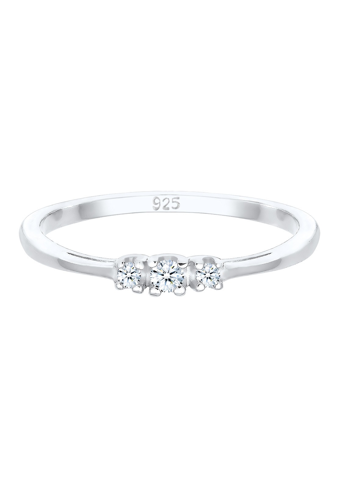 Elli DIAMONDS Femme Anneau d'enclenchement Classique Diamant (0.07 ct.) 925 Argent