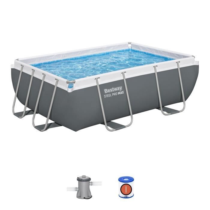 Kit piscina tubolare fuori terra BESTWAY - Steel Pro MAX™ - 282 x 196 x 84 cm - Rettangolare (filtro a cartuccia, 1 cartuccia)