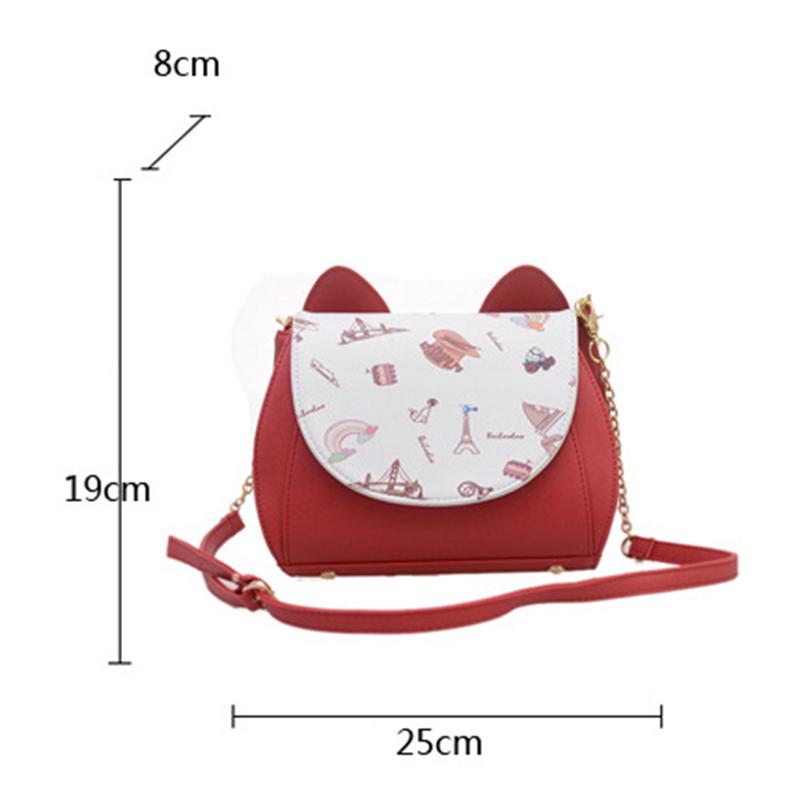 Sac bandoulière tendance 2020 pour femme en cuir PU, imprimé chat mignon, idéal pour le travail, les voyages et le quotidien.