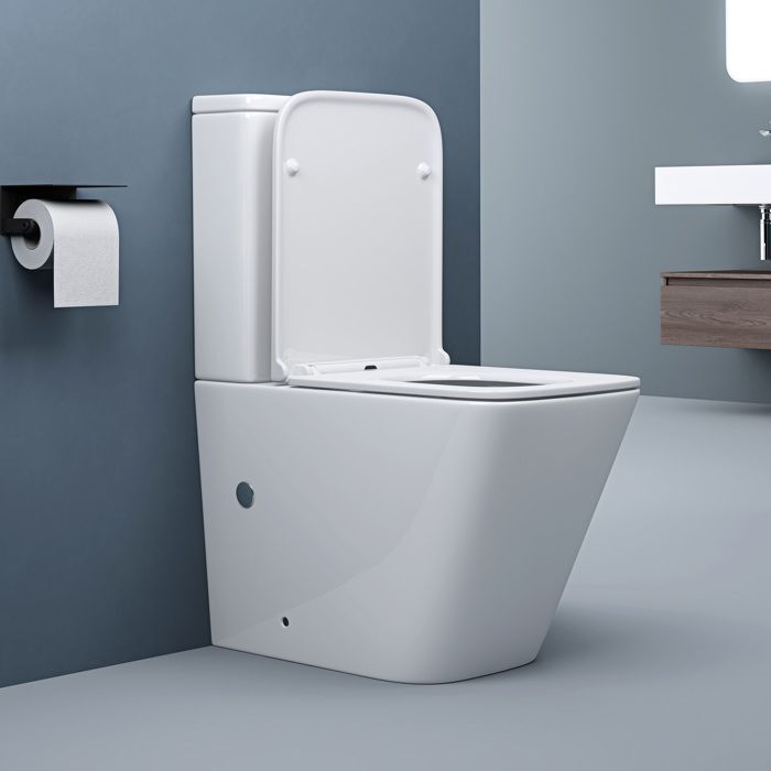 Sogood WC floor-standing ceramic toilet, white, with cistern and soft-close seat, Stand112T