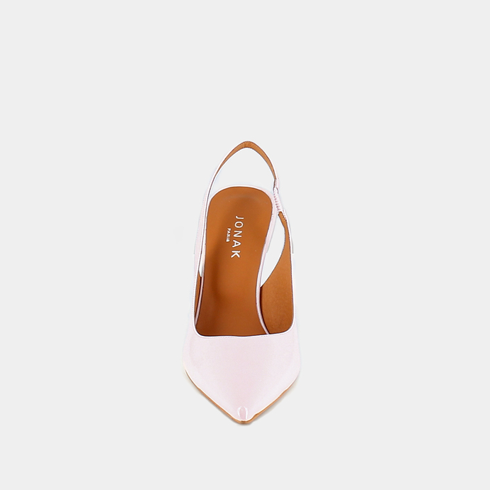 Escarpins slingback à bouts pointus  en vernis rose clair