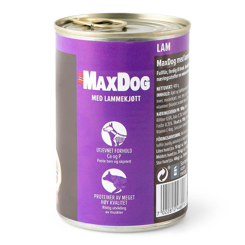 MaxDog Hundfoder 400 g lamm MaxDog
