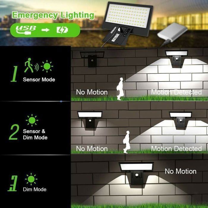 Buitenlamp op zonne-energie, 3000K, bewegingssensor, waterdicht, warm licht - inclusief afstandsbediening