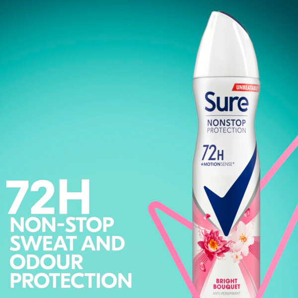 Sure Antiperspirant Deo Aerosol Nonstop Bright Bouquet 250ml