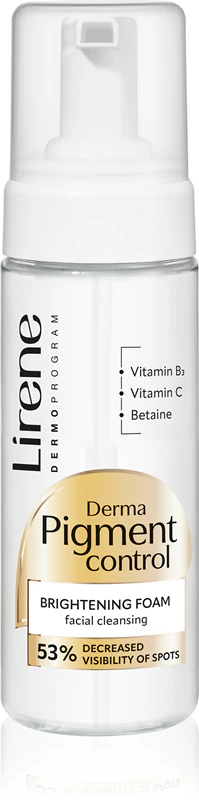 Espuma de limpeza clareadora Lirene Derma Pigment Control para peles com manchas.