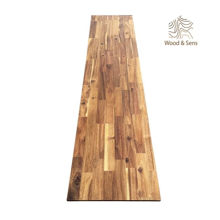 Pre-oiled acacia wood shelf, end-jointed teak, L.200 cm x W.30 cm, Thickness 18 mm