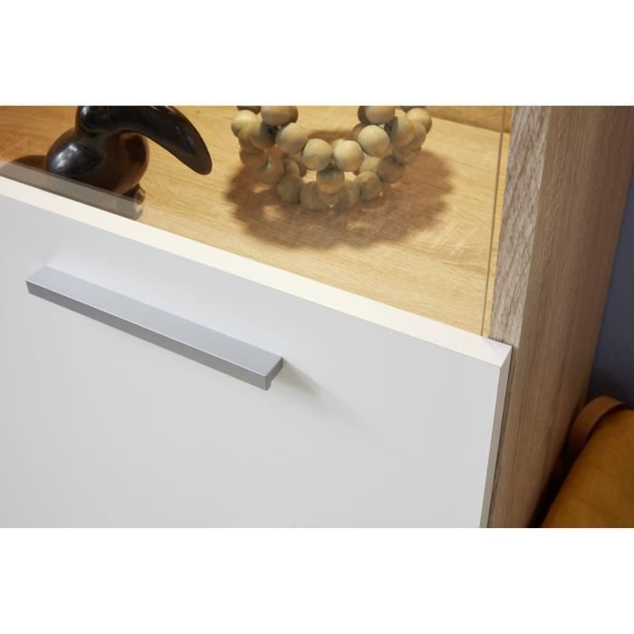 Ensemble meuble TV 3 pièces LOGO - 1 Porte - LED - Mélamine chêne clair et blanc mat - L240 x P41 x H185 cm - TRENDTEAM