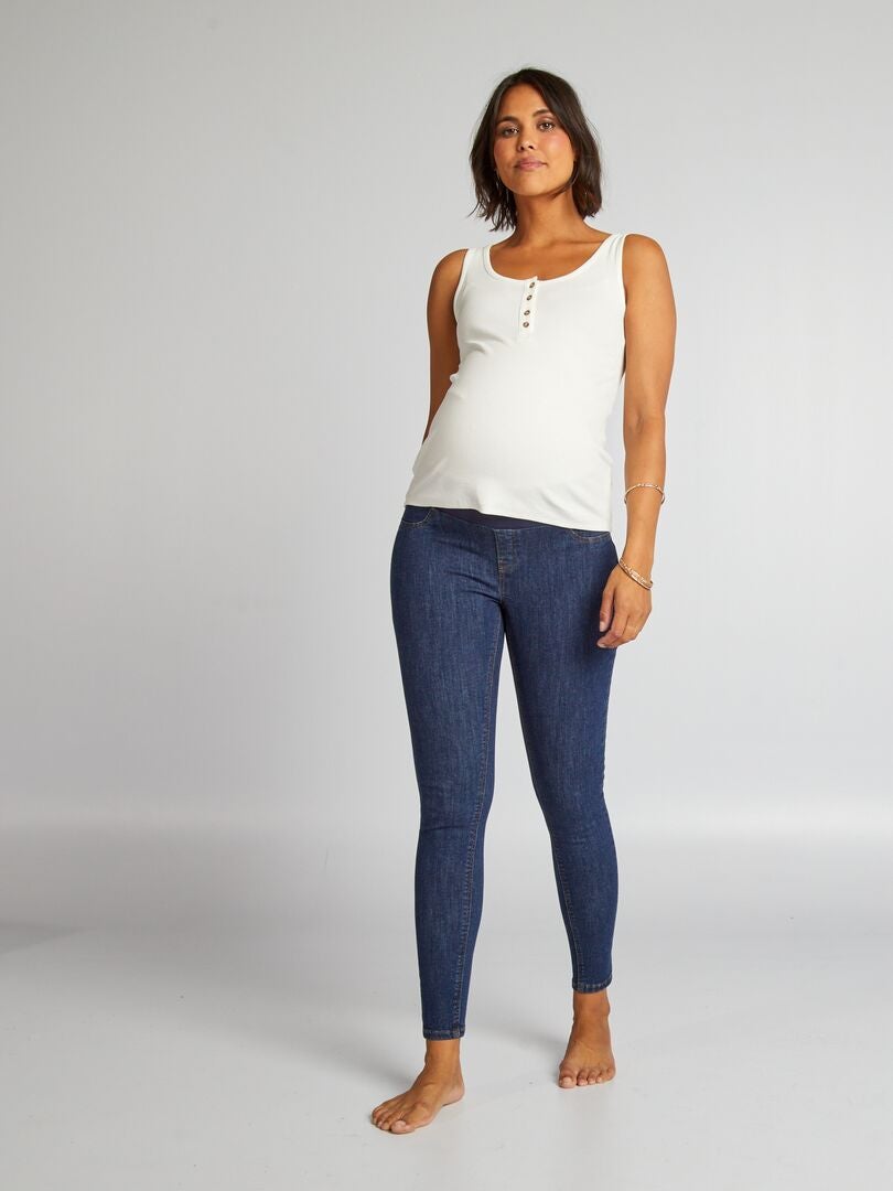 Calça jeans skinny de maternidade com elastano - AZUL