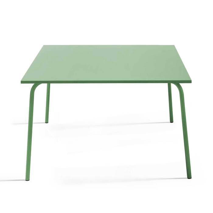 Ensemble table de jardin et 8 chaises en métal vert cactus Palavas, Oviala