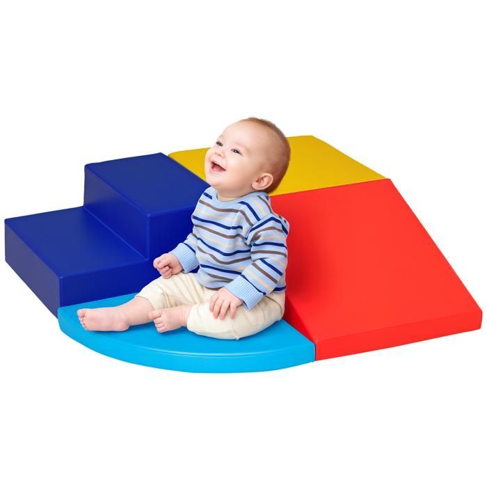 HOMCOM - Bloques de construcción de espuma - PU - 45x45x25cm - Amarillo, azul claro, azul oscuro, rojo