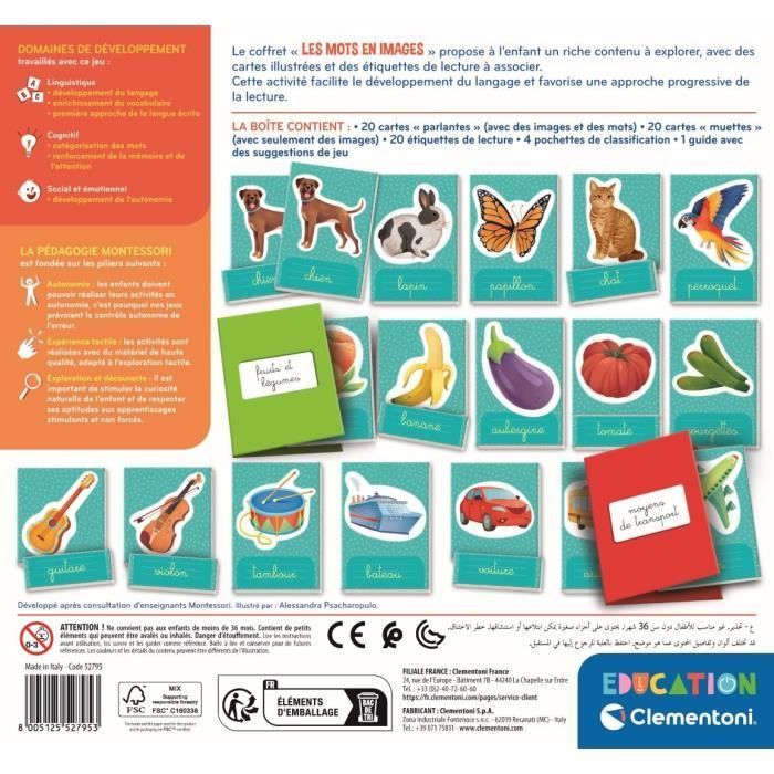 Montessori - Clementoni - Palabras en imágenes - Juego educativo para el desarrollo del vocabulario - A partir de 3 años