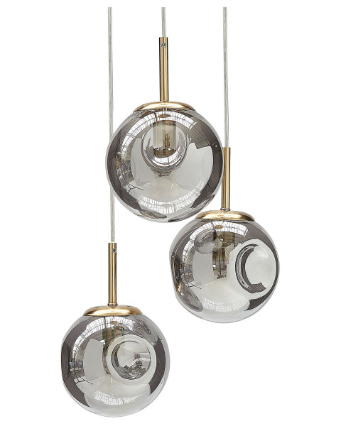 Lampa wisząca 3-punktowa przeźroczyste klosze szklane