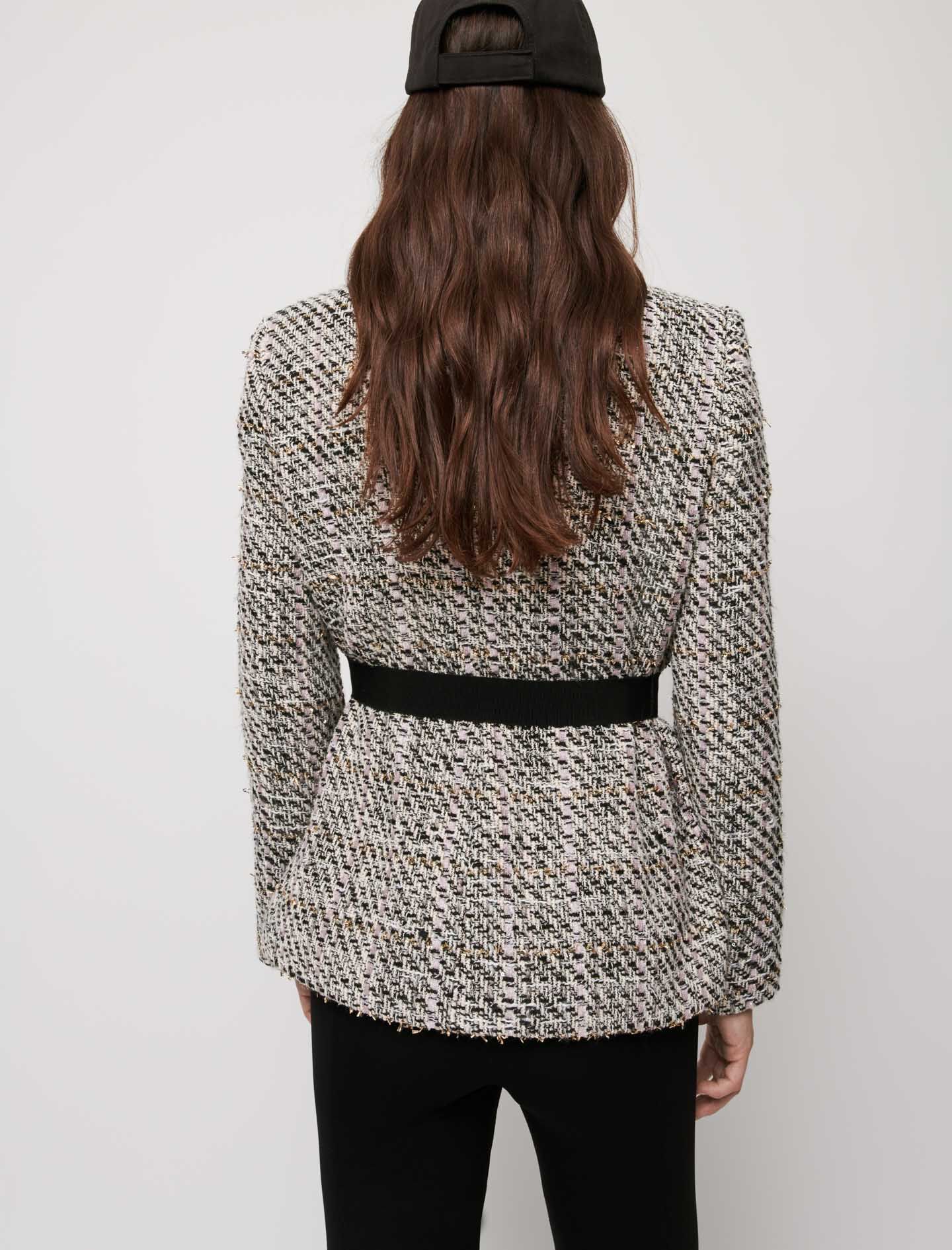 Jachetă din tweed contrastant - Roz deschis