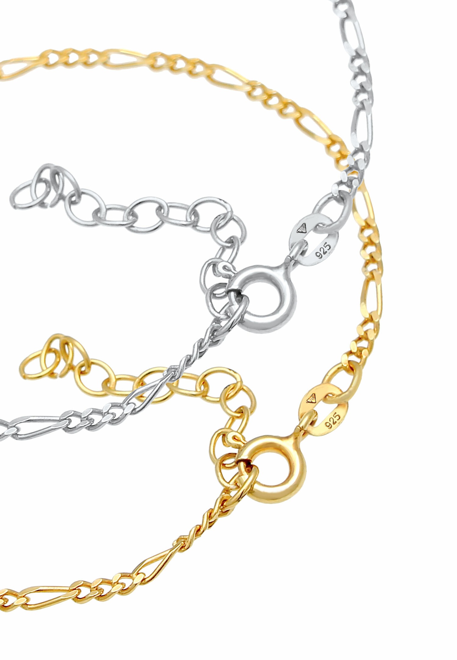 Elli Femmes Figaro Set Basic Bicolor Tendance Réglable en argent sterling 925 plaqué or