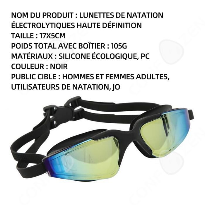 Schwimmbrille C 17x5cm Schwimmbrille für Erwachsene, UV-Schutz, HD-wasserdicht, polarisierte Gläser