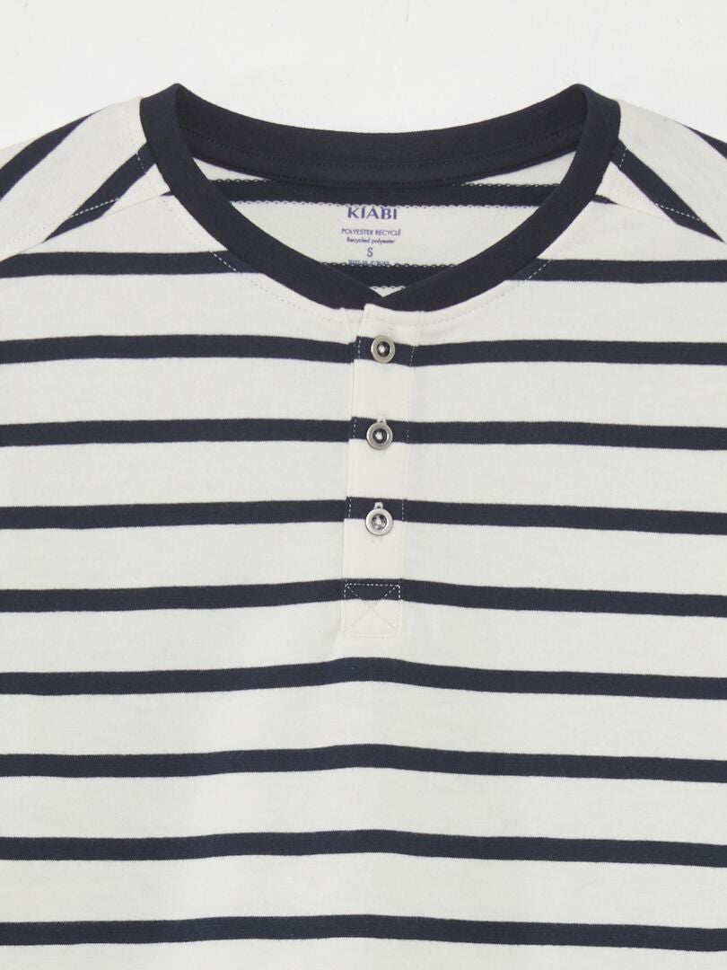 T-shirt met knoopsluiting in matrozenstijl - BEIGE